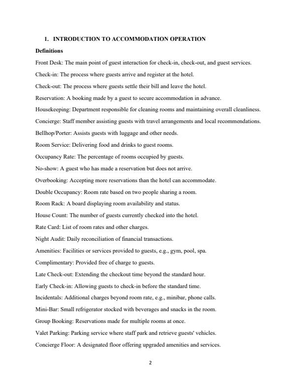 Page 2 – Housekeeping, Front Office, Laundry and Home Nursing Notes – Kenyaplex