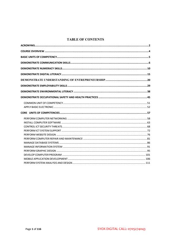 Page 1 – ICT Occupational Standards Level 6 Notes – Kenyaplex