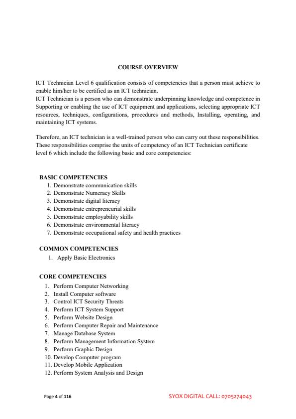 Page 4 – ICT Occupational Standards Level 6 Notes – Kenyaplex