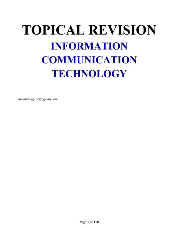 Page 1 – ICT Topical Revision: Questions and Answers – Kenyaplex