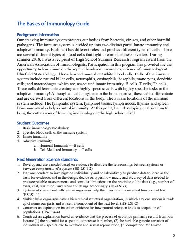 Page 3 – Immunology Lecture Notes For Diploma in Medical Laboratory Technology Module III – Kenyaplex