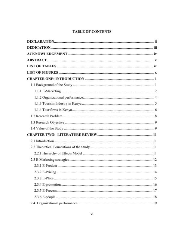 Page 2 – Influence of E-marketing on the performance of tour firms in Kenya – Kenyaplex