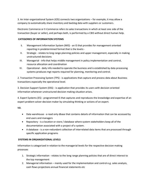 Page 2 – Information Systems and Organizations Notes – Kenyaplex
