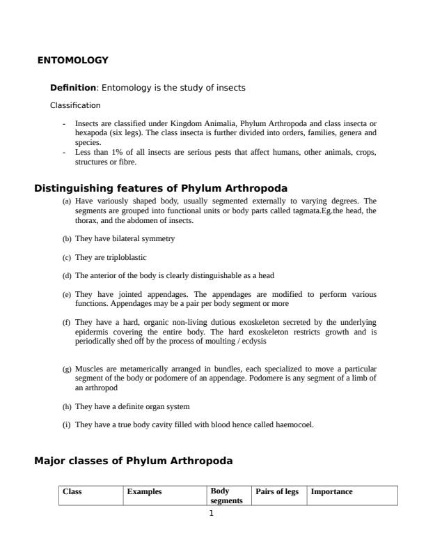 Page 1 – Introduction to Entomology Notes – Kenyaplex