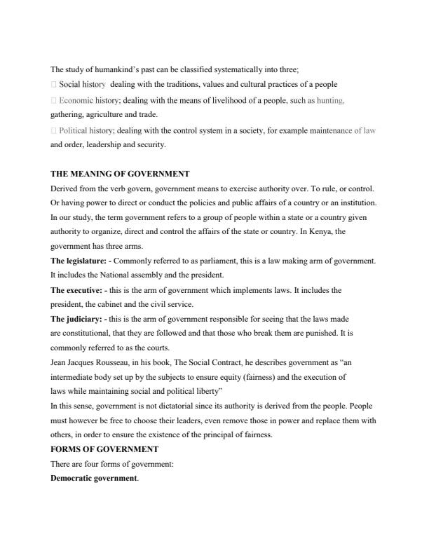 Page 2 – Introduction to History and Government Notes: Form 1 – Kenyaplex