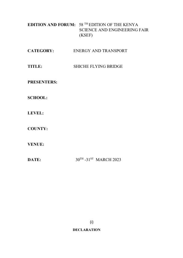 Page 1 – KSEF PROJECT- Flying bridge  – Kenyaplex