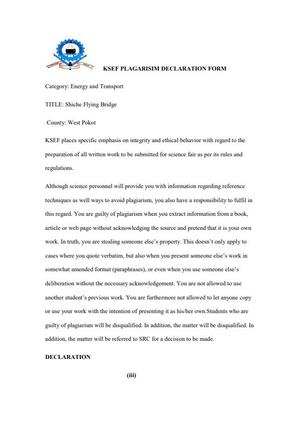 Page 3 – KSEF PROJECT- Flying bridge  – Kenyaplex