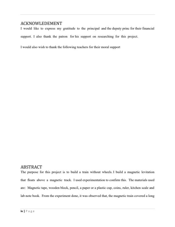 Page 1 – KSEF Sample Engineering Project: Building a Floating Manglev Train Using Magnets – Kenyaplex