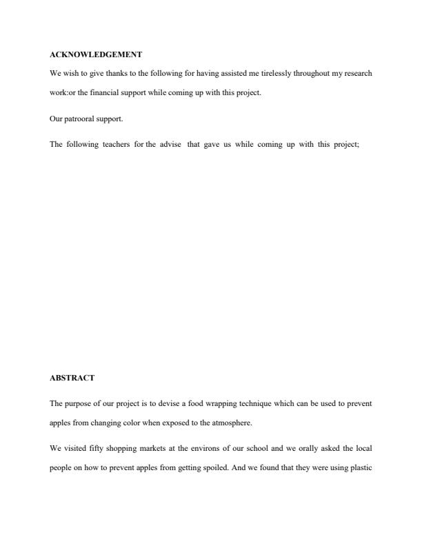 Page 1 – KSEF Sample Food Technology Project: Food Wrapping – Kenyaplex