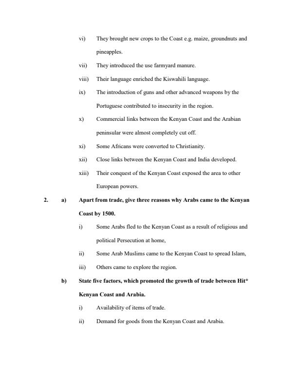 Page 2 – Kenya and the World Upto 19th Century Topical Questions and Answers – Kenyaplex