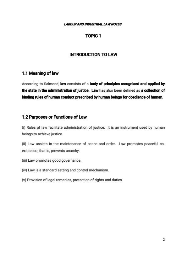 Page 2 – Labour and Industrial Law Notes for Diploma in Human Resource Management – Kenyaplex