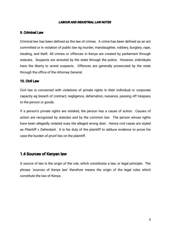 Page 5 – Labour and Industrial Law Notes for Diploma in Human Resource Management – Kenyaplex