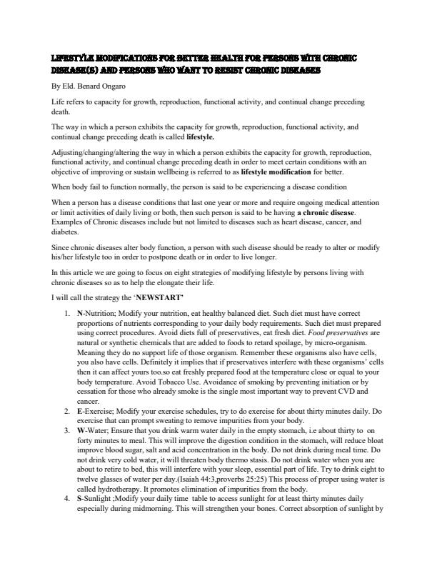 Page 1 – Lifestyle modifications for better health for persons with chronic disease(s) and persons who want to resist chronic diseases – Kenyaplex