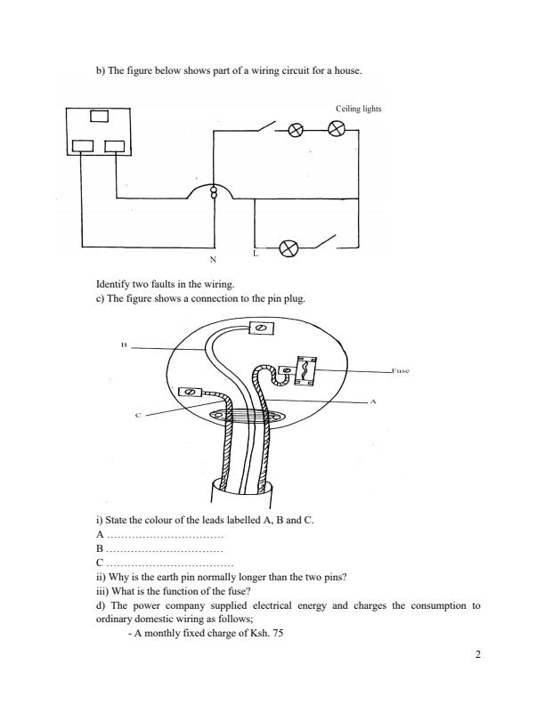Page 2 – Mains Electricity Sample Questions – Kenyaplex