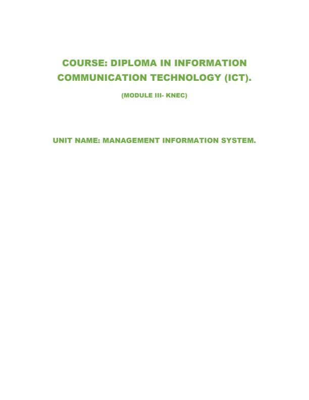 Page 1 – Management Information Systems Notes – Kenyaplex