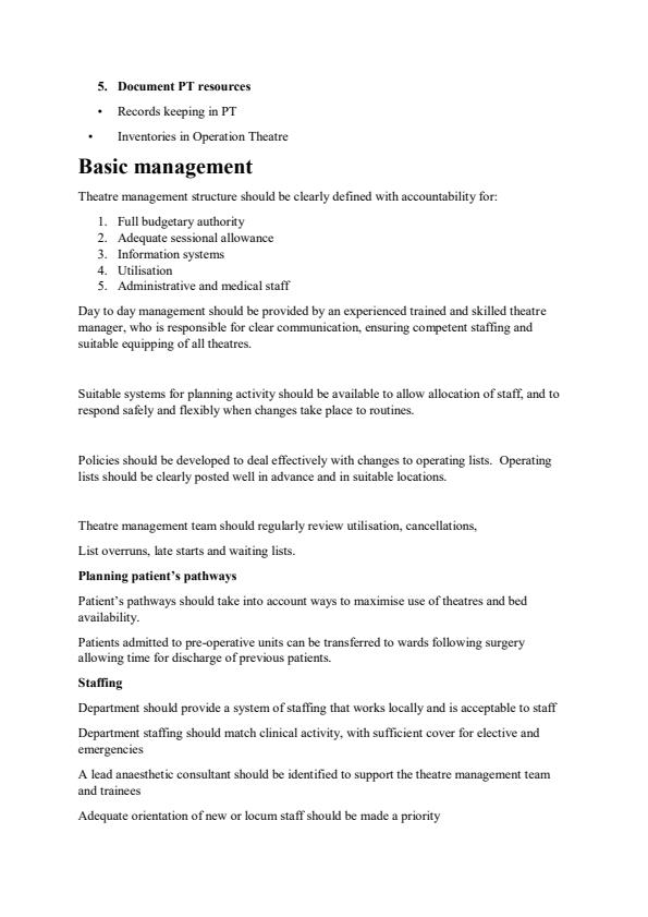 Page 2 – Management of Perioperative Theatre Resources Notes – Kenyaplex