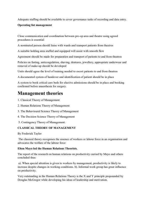 Page 3 – Management of Perioperative Theatre Resources Notes – Kenyaplex