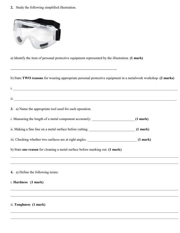 Page 2 – Metal Technology December 2026 Holiday Assignment – Kenyaplex