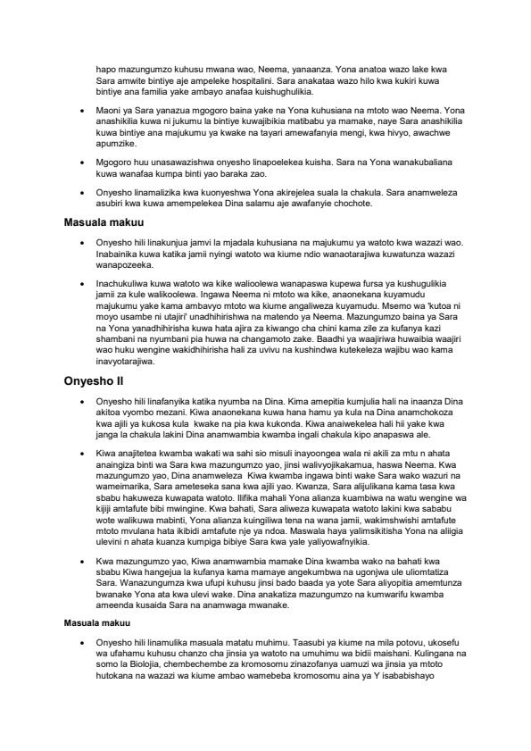 Page 3 – Muhtasari wa Sura/Mtiririko wa Maonyesho - Mwongozo wa Bembea ya Maisha – Kenyaplex