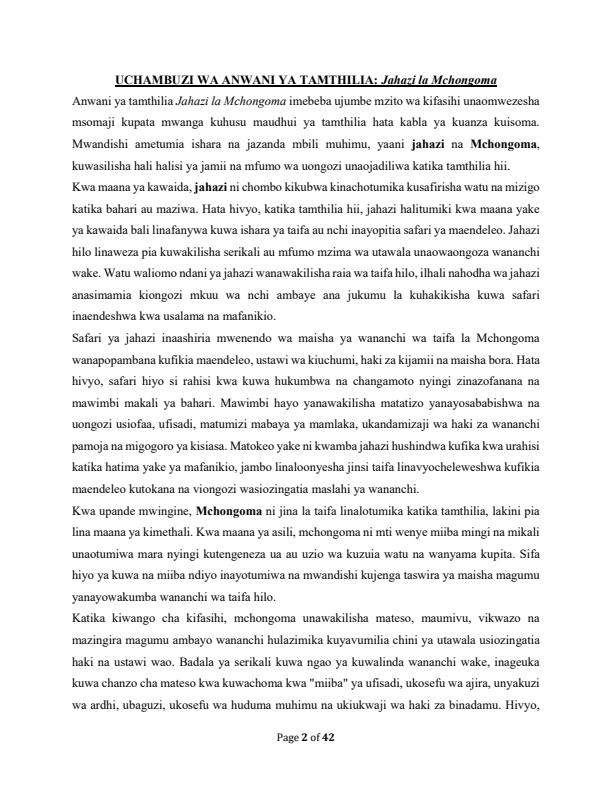 Page 2 – Mwongozo Wa Tamthilia Ya Jahazi La Mchongoma – Kenyaplex