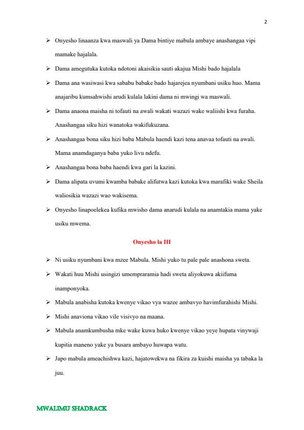 Page 2 – Mwongozo Wa Tamthilia Ya Wema Hauozi ya Timothy Arege Grade ya Nane – Kenyaplex