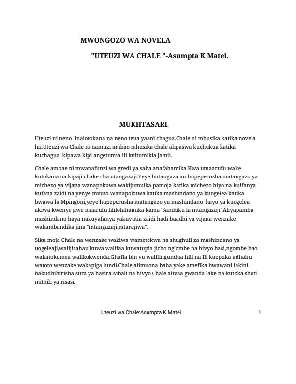 Page 1 – Mwongozo wa Novela Uteuzi Wa Chale – Kenyaplex