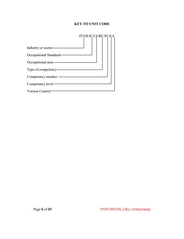 Page 3 – National Occupational Standards For ICT Assistant Level 4 Notes – Kenyaplex
