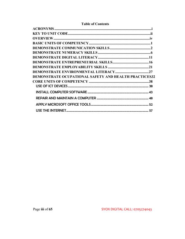 Page 4 – National Occupational Standards For ICT Assistant Level 4 Notes – Kenyaplex