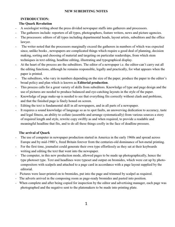 Page 1 – News Subediting Notes – Kenyaplex