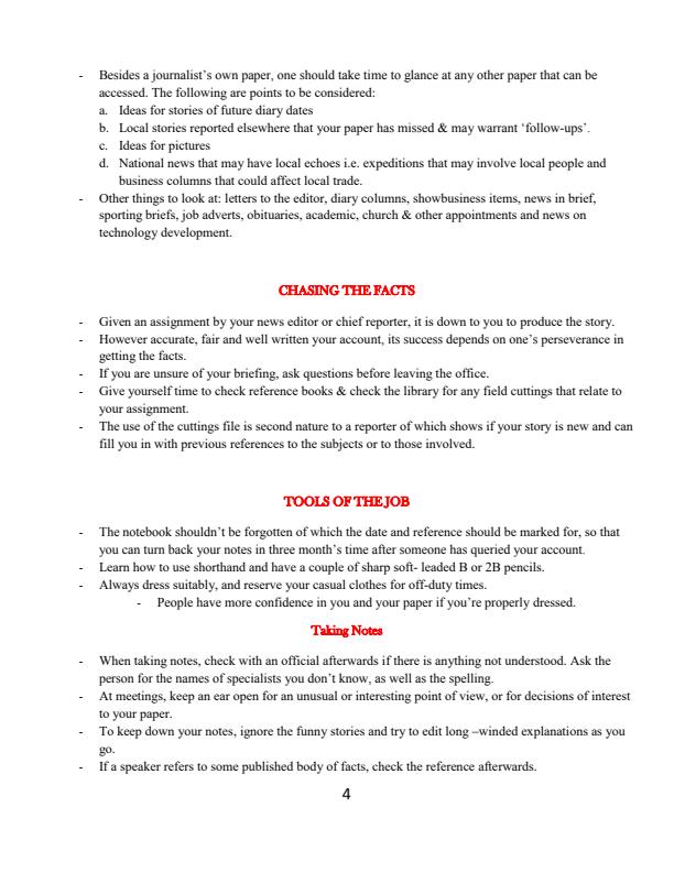 Page 4 – Newspaper Reporting Notes – Kenyaplex