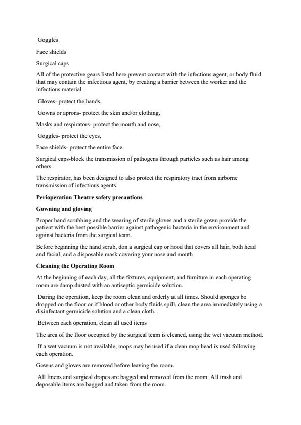 Page 3 – Notes of Execution of Perioperative Theatre Safety Precautions – Kenyaplex