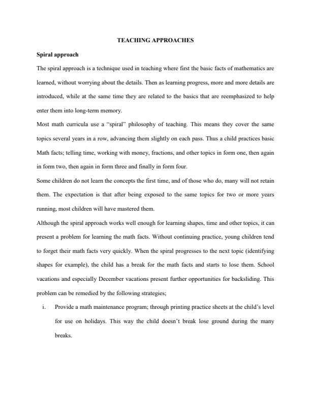 Page 1 – Notes on Teaching Approaches – Kenyaplex