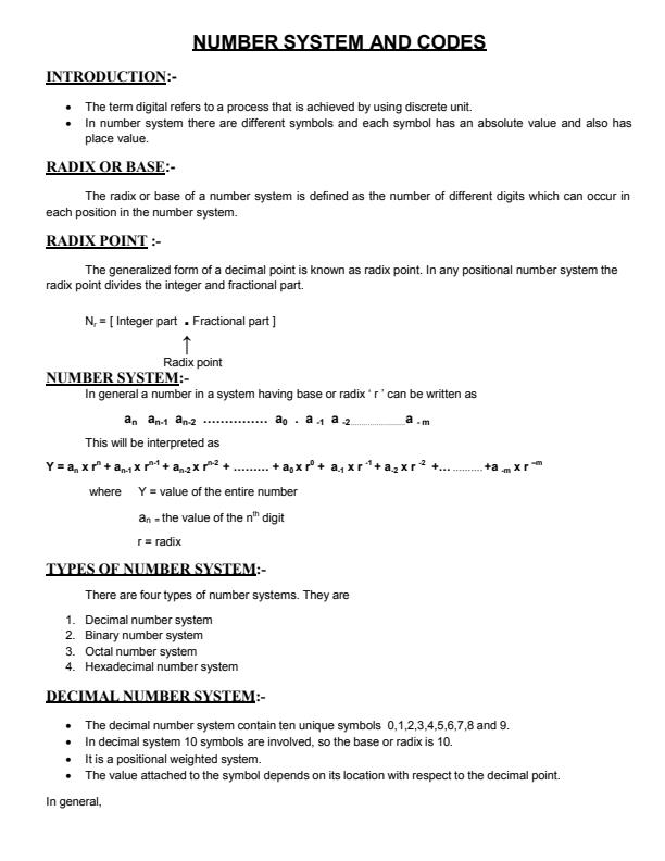 Page 1 – Number Systems and Codes Notes: Diploma in Electrical and Electronics Engineering (Level 6) – Kenyaplex