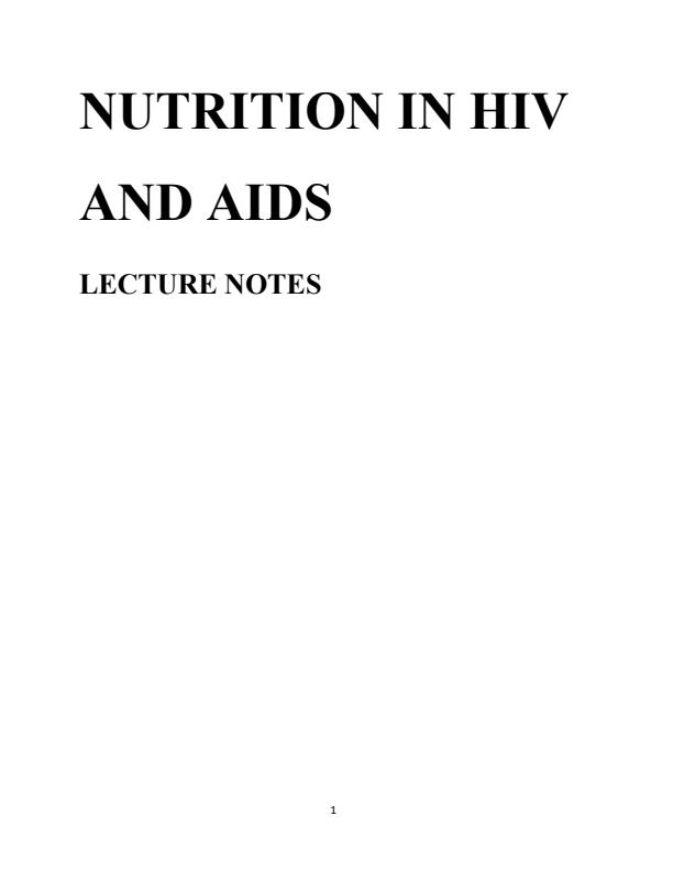 Nutrition in HIV and Aids Notes 14802