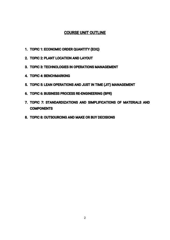 Page 2 – Operations Management Notes for Diploma in Supply Chain Management – Kenyaplex