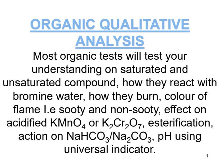 Page 1 – Organic Qualitative Analysis Notes – Kenyaplex