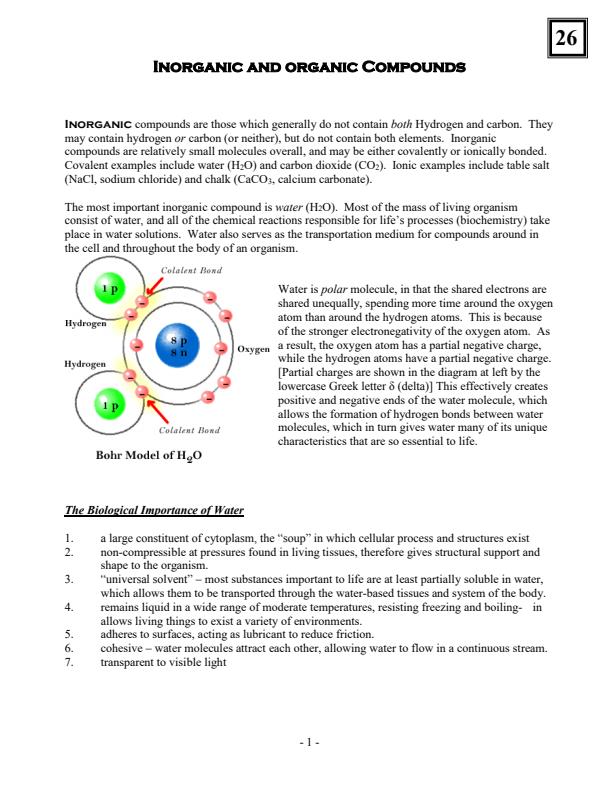 Page 1 – Organic and Inorganic Compounds Notes for Diploma in Analytical Chemistry: Module I – Kenyaplex