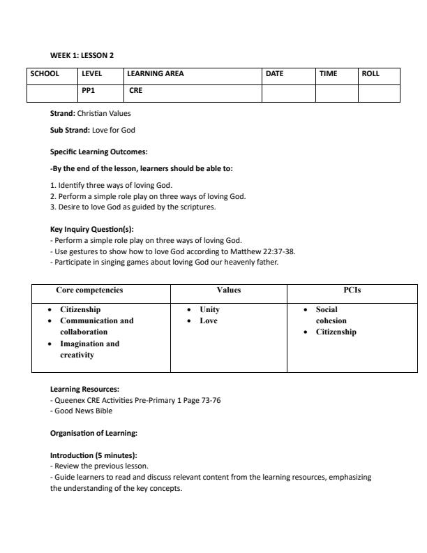 Page 3 – PP1 CRE Lesson Plans Term 3 - Queenex – Kenyaplex