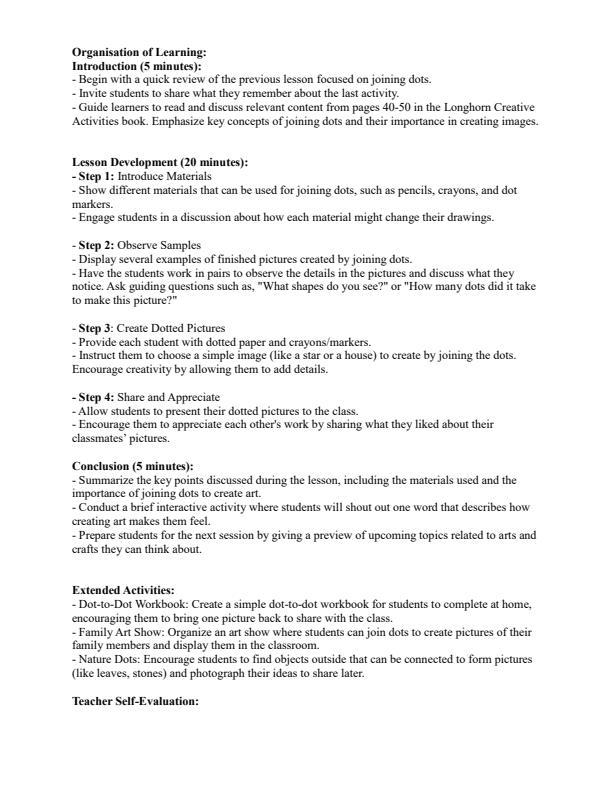 Page 3 – PP1 Creative Activities Lesson Plans Term 2 - Longhorn – Kenyaplex
