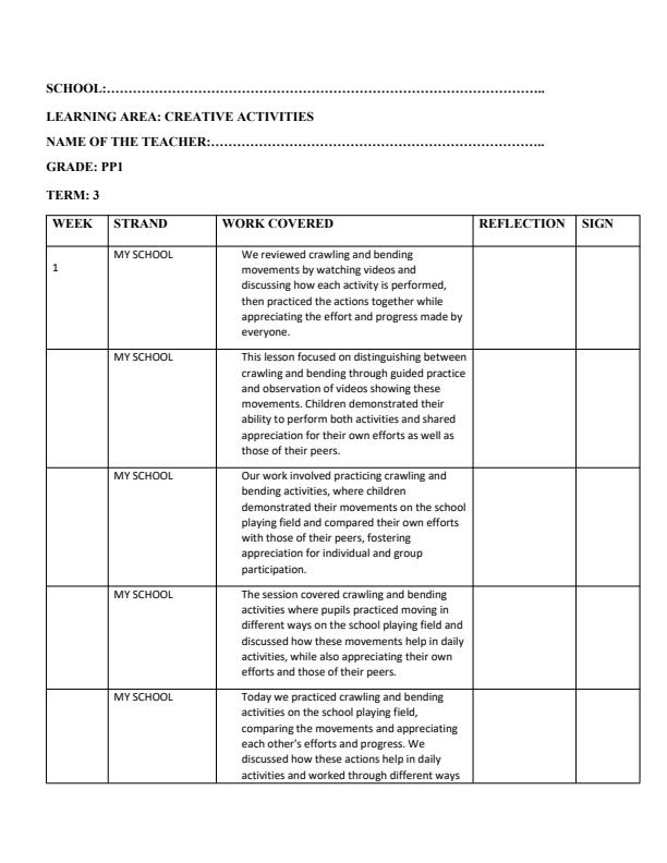 Page 1 – PP1 Creative Activities Records of Work Term 3 - Longhorn – Kenyaplex