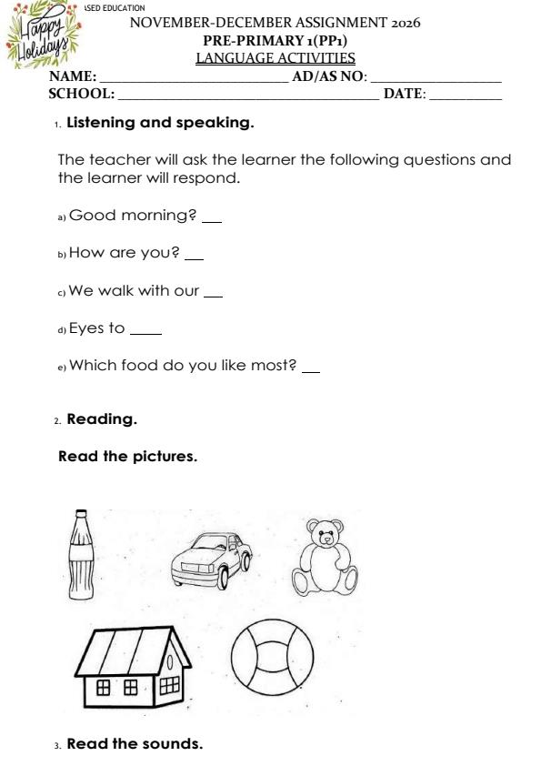 Page 1 – PP1 English December 2026 Holiday Assignment – Kenyaplex
