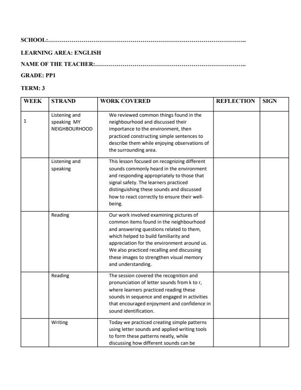 Page 1 – PP1 English Records of Work Term 3 - Longhorn – Kenyaplex