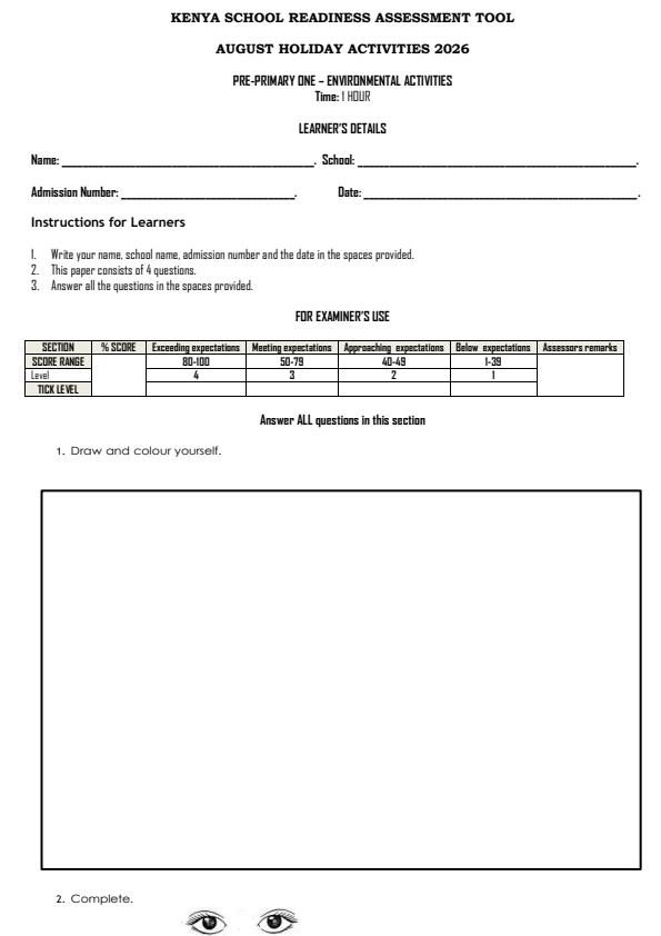 Page 1 – PP1 Environmental Activities August 2026 Holiday Assignment – Kenyaplex