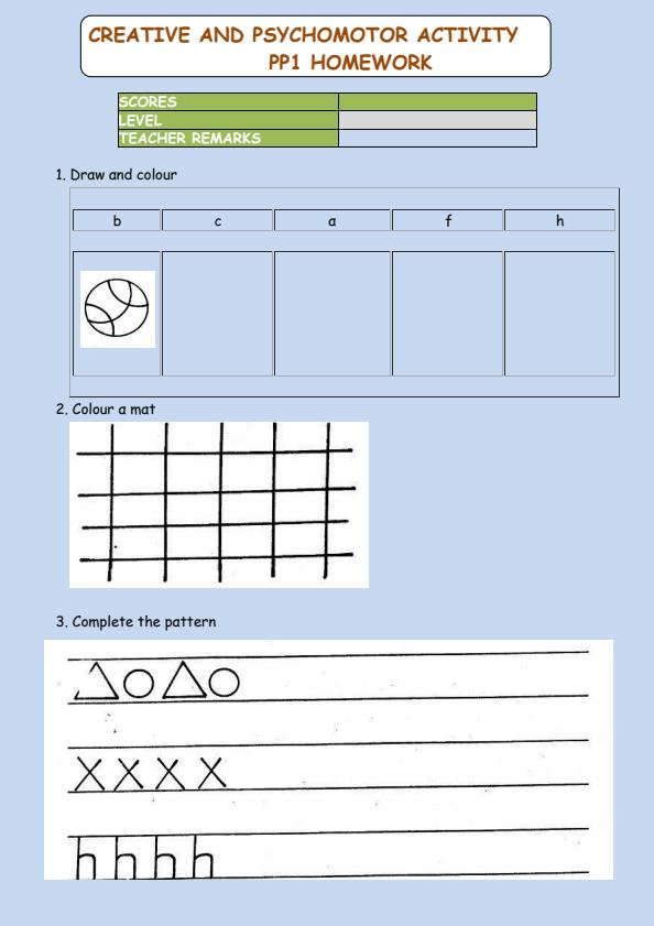 Page 1 – PP1 Psychomotor and Creative Activities December 2024 Holiday Assignment – Kenyaplex