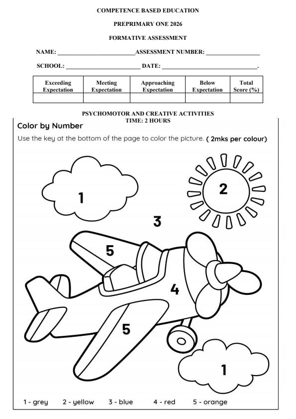Page 1 – PP1 Psychomotor and Creative Arts April 2026 Holiday Assignment – Kenyaplex