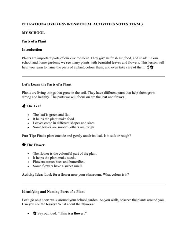 Page 1 – PP1 Rationalized Environmental Activities Notes Term 3 – Kenyaplex