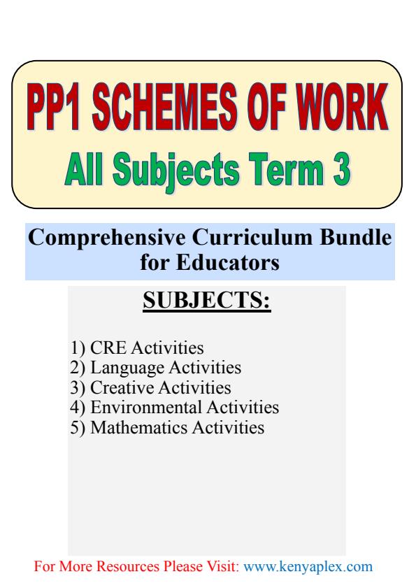 PP1 Schemes Of Work For All Subjects Term 3 Bundle 