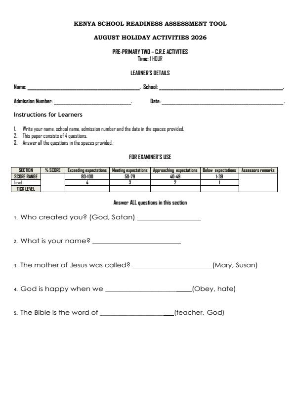 Page 1 – PP2 CRE Activities August 2026 Holiday Assignment – Kenyaplex