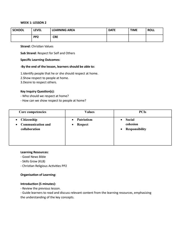 Page 3 – PP2 CRE Lesson Plans Term 3 - KLB Skillgrow – Kenyaplex