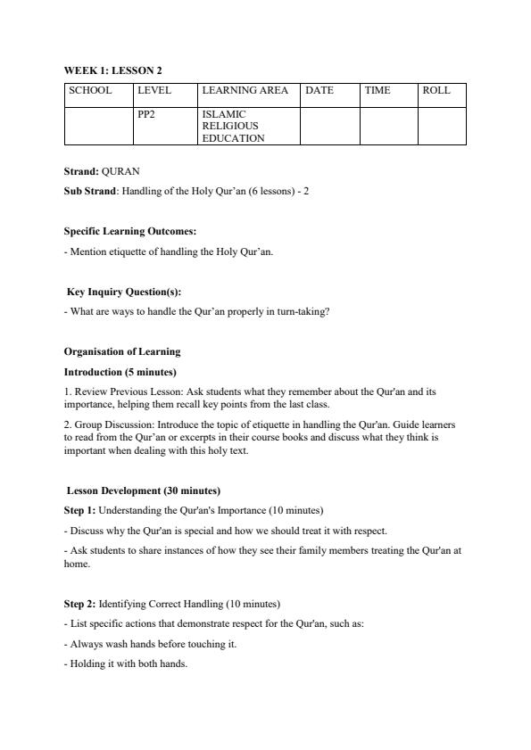 Page 3 – PP2 IRE Lesson Plans Term 1 – Kenyaplex